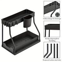 Útiles organizadores de 2 niveles debajo del fregadero con ganchos y estante para vasos colgante, estante de baño multiusos, organizador de cocina, estante de almacenamiento para el hogar - details 3