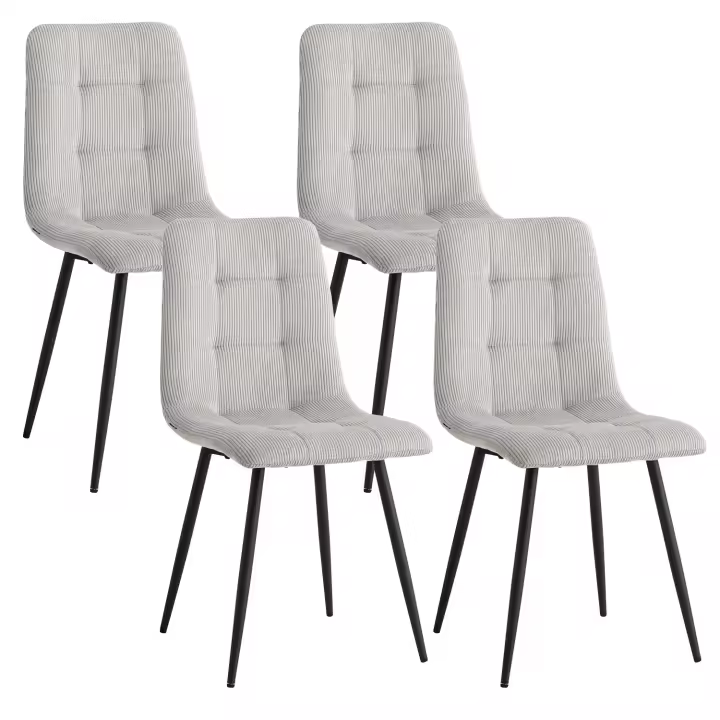 EGOONM-Sillas de comedor de tela de pana acolchadas, tapizadas, patas de Metal para balcón, restaurante y comedor, 4 unidades - 1