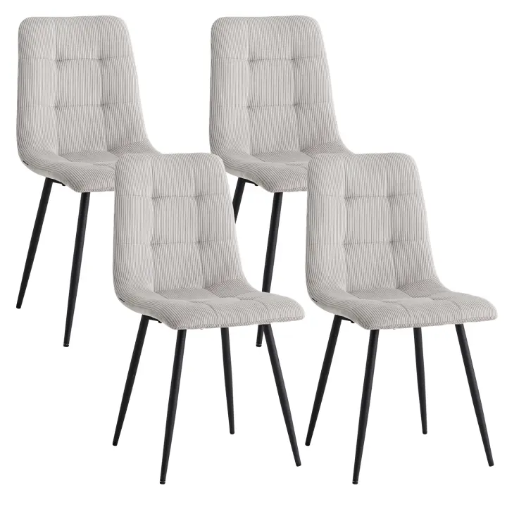 EGOONM-Sillas de comedor de tela de pana acolchadas, tapizadas, patas de Metal para balcón, restaurante y comedor, 4 unidades - 1