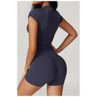 Ropa deportiva de alta resistencia de secado rápido de manga corta Yoga Tre de color sólido - details 4