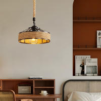 Lámpara Colgante Metal  de Estilo Rústico con 80CM Cuerda de Cáñamo, Iluminación Interior Retra para Sala de estar, Dormitorio, Comedor, Cafetería, E27 Sin Bombilla - details 4