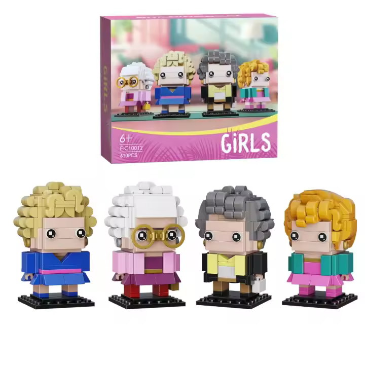 Bloques de construcción 4 en 1 dorados divertidos para niñas, juguetes de Rose Dorothy Blanche Sophia, conjunto de modelos de figuras, regalo coleccionable para fanáticos, niños y adultos - 1