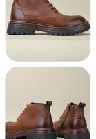 Zapatos de cuero genuino estilo británico, botines de media caña, botas de herramientas retro de moda. - details 4