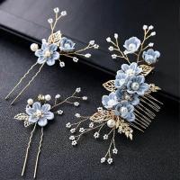 4 piezas de accesorios para el cabello de Boda, Peineta, accesorios para el Cabello with Perlas, para el Cabello caliza (Azul) - details 0