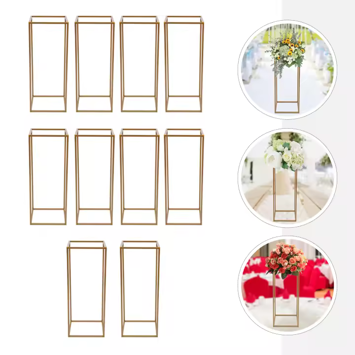 Vase de Flores Geométrico en Metal Dorado 10PCs para Bodas Centros de Mesa para Arranques Florales con Martillo Decoración de Jardín - 1
