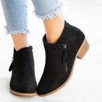 Botas Martin de ante para mujer, tacones gruesos, cremallera lateral, botas cortas de talla grande para mujer - details 5