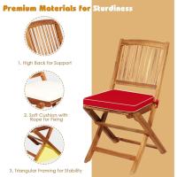 Set de Bistró con 3 Piezas Plegables, Mesa y Sillas Terraza de Madera de Acacia con 2 Cojines Acolchados Extraíbles, Muebles de Exterior para Patio Jardín Veranda Balcón (Rojo) - details 3