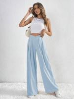 Pantalones de Oficina para Mujer de Cintura Alta y Pierna Ancha Cómoda y Elegante Estilo Clásico de Algodón Ajuste Suelto, No Ajusta, Moda de los 90s - details 6