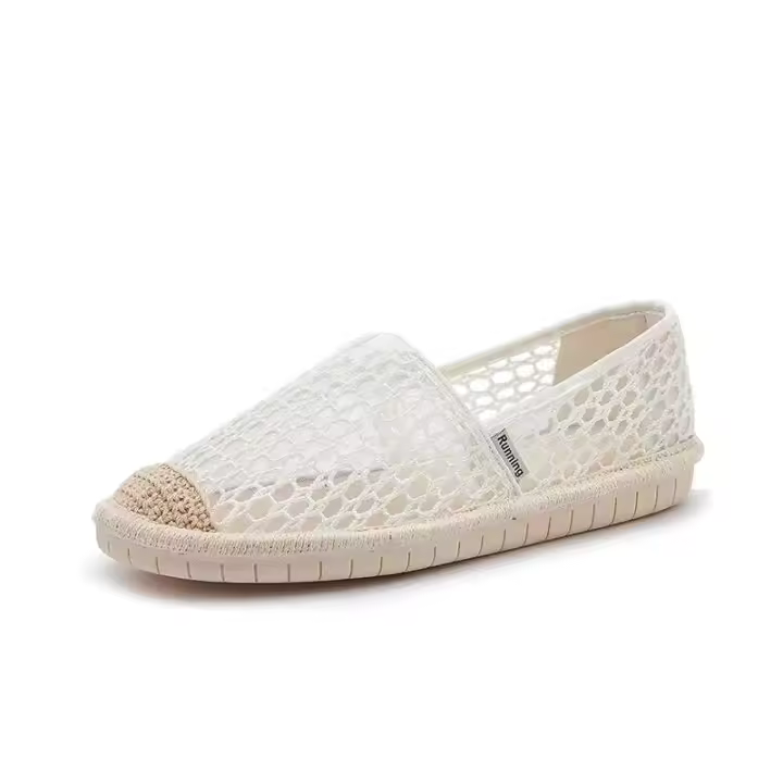 Se lanzó la nueva marca de moda de zapatos de lona de alta calidad de verano con encaje de fondo plano para mujer - 1