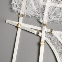 Lencería erótica, ropa interior sexy de encaje hueco, conjuntos exóticos transparentes, conjunto sensual de sujetador y bragas con aros con ligas - details 20