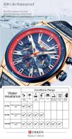 Reloj de Negocios Elegante CURREN 8392 Correa de Cuero de Lujo Estilo Retro Azul Verde Gris Marrón - details 9
