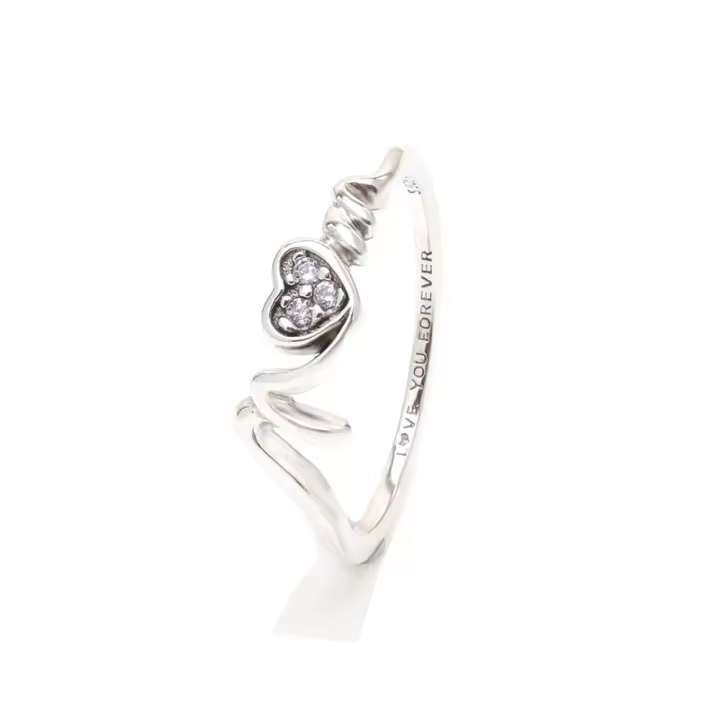 Anillo de Boda para Mujer en Plata de Ley 925 con Corazón Pavé y Estrellas de Zirconia Cúbica Joyería Fina Regalo - 1