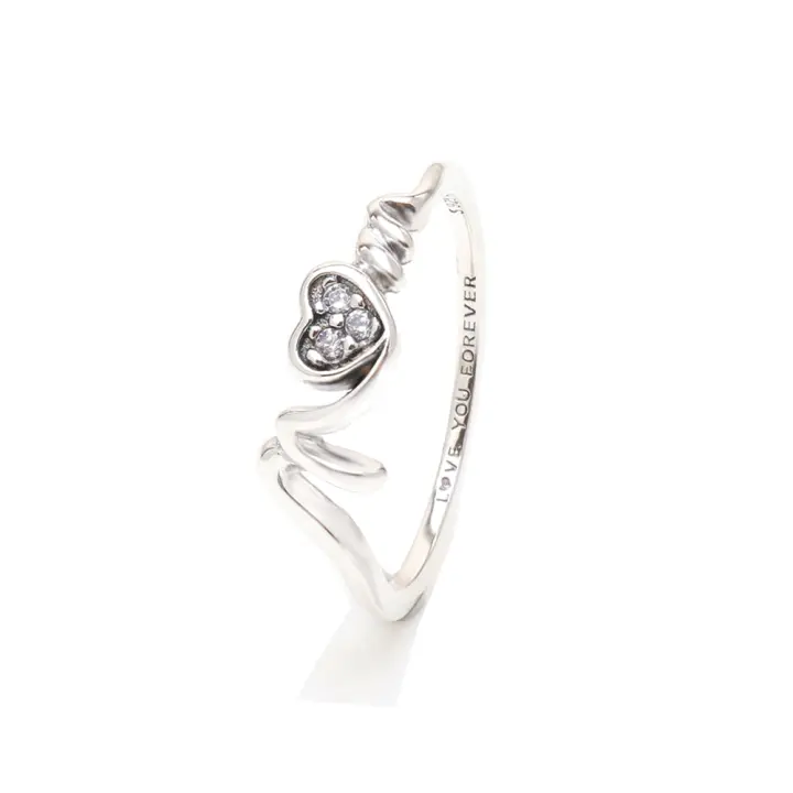 Anillo de Boda para Mujer en de Ley con Corazón Pavé y Estrellas de Zirconia Cúbica Joyería Fina Regalo - 1