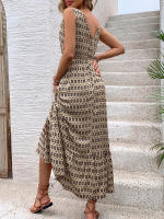Vestidos de verano para mujer, vestido sin mangas con estampado de rombos - details 6