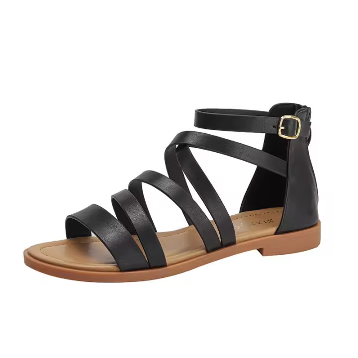 Las nuevas sandalias planas romanas cruzadas de Sandalia 2025 para zapatos de mujer informales, cómodos y versátiles - 1