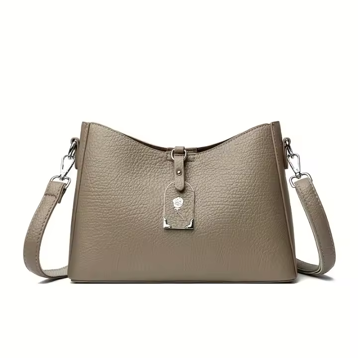2025 Nueva Mujer Casual: Bolso Bandolera Sintético Negro Minimalista de 3 Capas con Correa Extraíble y Cierre de Cremallera para el Trabajo. - 1
