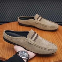 Nuevos hombres jóvenes PU terciopelo cuero antideslizante vestido plano transpirable medias zapatillas verano primavera otoño zapatos casuales - details 1