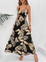 Vestido con tirantes sin espalda y separación de muslos con estampado tropical 2025 - details 28