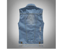 Chalecos vaqueros rasgados para hombre, ropa sin mangas, estilo retro, algodón, otoño - details 2