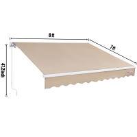 SucceBuy Toldo retráctil manual para patio al aire libre, parasol de poliéster resistente al agua, manija de manivela, refugio para patio trasero y balcón - details 7