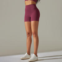 Hamidou-pantalones cortos de Yoga para mujer, Shorts deportivos de cintura alta, sin costuras, con realce de glúteos, para gimnasio, entrenamiento de verano - details 5