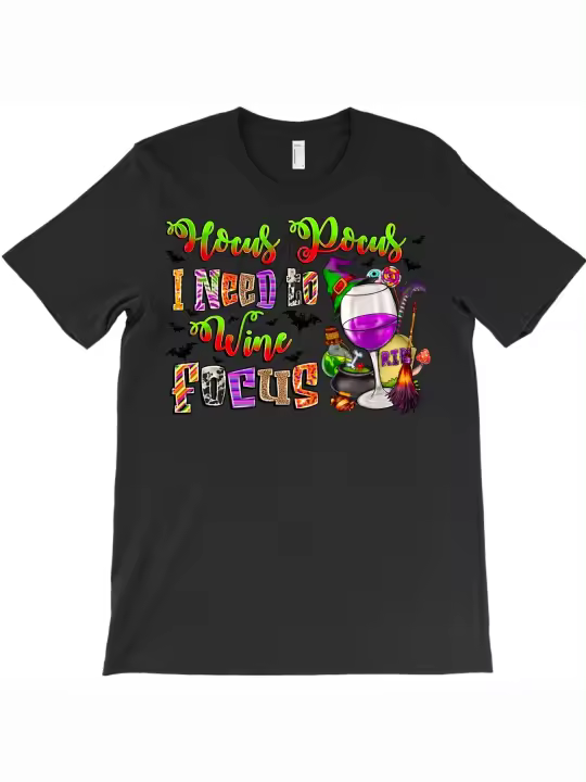 Hocus Pocus I Need To Wine Focus Camiseta Regalo para papá Manga corta con cuello redondo suave y cómoda - 1