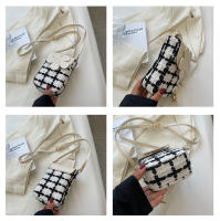 Bolso pequeño de estilo coreano con diseño de nicho para mujer, nuevo bolso para teléfono a cuadros a la moda, bolso cruzado de lana de verano, pequeño bolso cuadrado - details 7