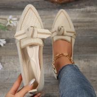 Zapatos planos de mujer 2024 tejidos nuevos, transpirables, cómodos zapatos de Color sólido, mocasines informales con punta estrecha para caminar, zapatillas de deporte para mujer - details 2