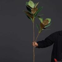 Decoración de Campo Verde Artificial de Alta Calidad 105cm, Ramas de Magnolia Falsas, Hojas de Goma Plástica, 2 Garfos - details 1