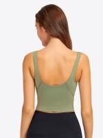 Camiseta sin mangas con estante incorporado, sujetador corto con relleno extraíble, sujetador deportivo tipo palangre para yoga y gimnasio - details 12