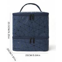 Organizador de esmalte de uñas de cuero PU, rombo a cuadros, Kit de uñas de doble capa, estuche de transporte, gran capacidad, sostiene 30 botellas - details 5