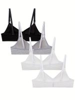 Conjunto de 4 sujetadores inalámbricos sin costuras para adolescentes, de color sólido, de algodón, con tirantes ajustables - details 1