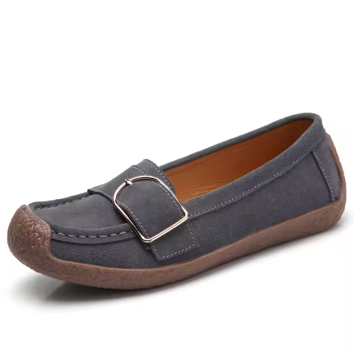 Mocasines informales para mujer, zapatos planos sin cordones, cómodos, ligeros, de cuero de ante - 1
