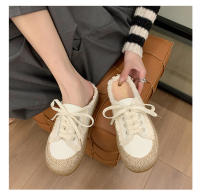 Golpéalo bien y úsalo ~ Corea del Sur INS bolsa cabeza media zapatillas mujer verano desgaste nueva plataforma zapatos de lona perezoso casual zapatillas frescas - details 1