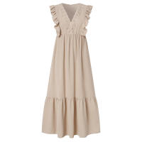 Ence vestido de mujer plisado sin mangas, ropa con cuello en V, verano - details 8