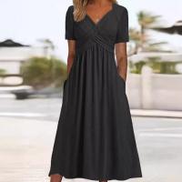 Vestido de manga corta con cuello en v para mujer, moda de verano - details 5