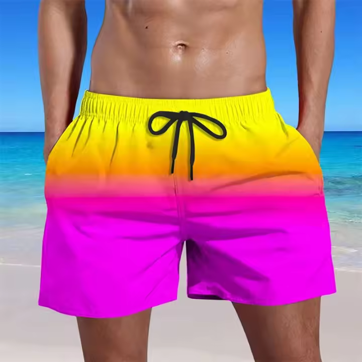 Pantalones cortos de Playa con degradado para hombre, de Verano Moda, 3D estampado en Rayas, tabla de Calle Harajuku, bañadores de secados rápido parocio Callejos short - 1