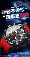 Reloj multifuncional nuevo de la marca suiza para hombre, reloj de cuarzo con correa de silicona. - details 1