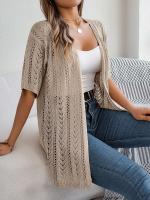 Cárdigan de punto elegante para mujer, a prueba de sol, camisetas huecas de manga corta para primavera y verano - details 20