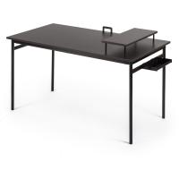 14075cm, Escritorio negro de metal con almacenamiento y soporte para monitor, Escritorio con acabado espresso, Mesa para ordenador, Montaje sencillo - details 0