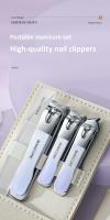 Juego de cortaúñas con bolsa de cuero giratoria, recortador profesional, herramientas de cuidado de pedicura, juego de manicura, regalo para el cuidado del hogar, 4 Uds. - details 0