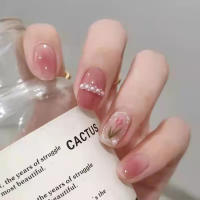 24pcs Uñas Postizas Simples Para Mujer Estilo Francés Cuadradas Cortas ABS Desmontables Conjunto De Parches De Uñas Para Oficina Y Fiestas - details 9