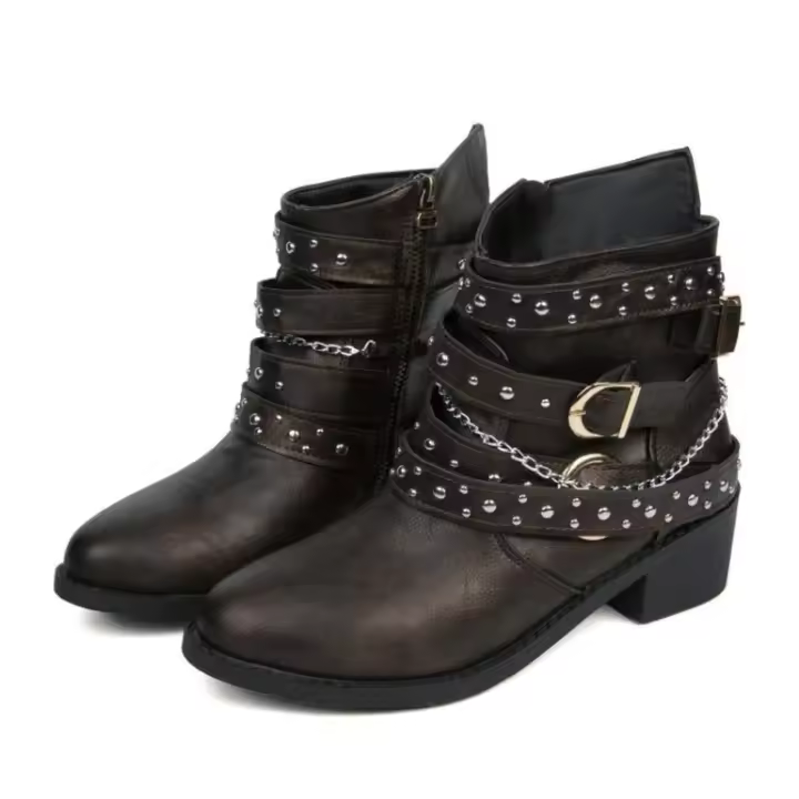 Botas Martin a la moda para mujer, botas cortas con tacones bajos, zapatos para mujer - 1