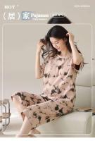 Verano 2025 Pijamas Sueltos de Manga Corta hasta la Rodilla 100% Algodón Decoración del Hogar para Mujeres Coreanas - details 15