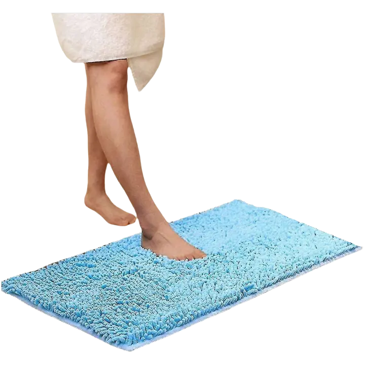 Alfombra de baño - Alfombra antideslizante - Alfombra Shag - Azul - 60 X 90 cm - 1
