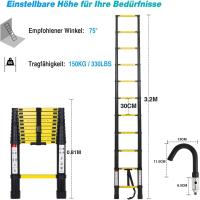 Escalera Telescópica de Aluminio Extensible, Antideslizante, Multiusos Carga de 150kg - details 30