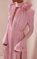 Nueva moda Retro ahuecado manga larga cuello en V cuello colgante Dre para mujer - details 3