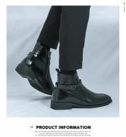 Botas de cuero estilo británico para hombres 2025 Zapatos casuales de punta lateral Brock de alta gorra - details 7