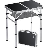 Mesa de Camping Plegable Portátil 60x40x25.4/49/67cm Altura Ajustable Impermeable Negro - details 9