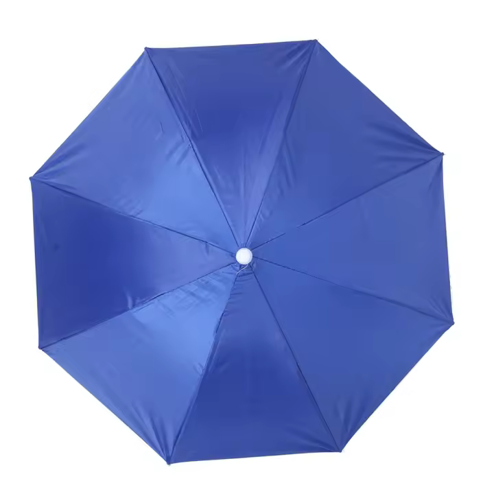 Paraguas a prueba de viento, sombrilla montada en la cabeza, protector solar, plegable, Azul Real, 65cm - 1